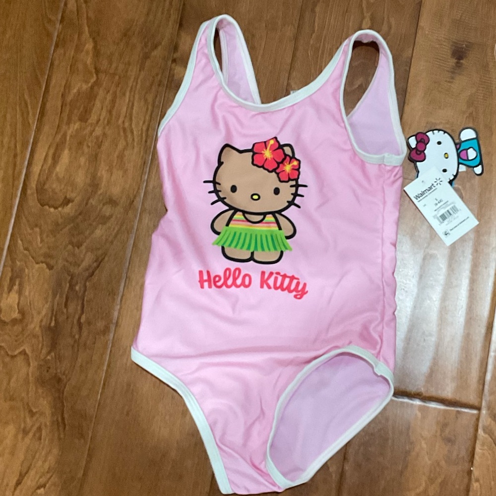 NWT Size Small Hello Kitty Pink One Piece Swimsuit for Kids